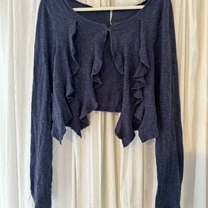 Free People blue crop sweater/ shrug